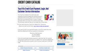 Toys R Us Credit Card Payment, Login, and Customer Service ...