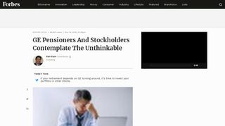 GE Pensioners And Stockholders Contemplate The Unthinkable