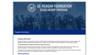 GE-Reagan Foundation Scholarship Program - Program Information