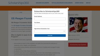 2018 GE-Reagan Foundation Scholarship Program - Scholarships360