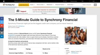 The 5-Minute Guide to Synchrony Financial -- The Motley Fool