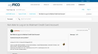 Not Able to Log on to Walmart Credit Card Account - myFICO® Forums ...