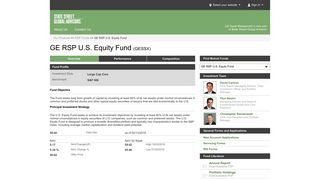 RSP Funds - GE RSP U.S. Equity Fund