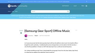 Solved: [Samsung Gear Sport] Offline Music - The Spotify Community