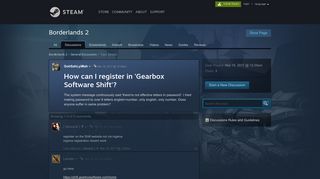 How can I register in 'Gearbox Software Shift'? :: Borderlands 2 ...