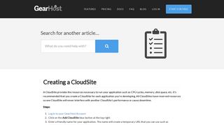 Create a CloudSite | GearHost
