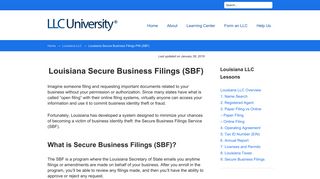 Louisiana's geauxBIZ Secure Business Filings (SBF) - Instructions