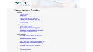 Frequently Asked Questions - GECU MyCardInfo