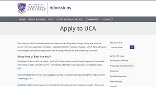 Apply to UCA – Admissions