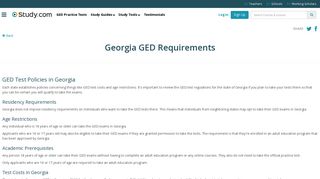 Georgia GED Requirements - Study.com