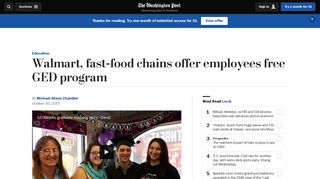 Walmart, fast-food chains offer employees free GED program - The ...