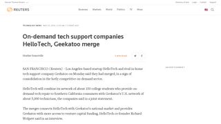 On-demand tech support companies HelloTech, Geekatoo merge ...