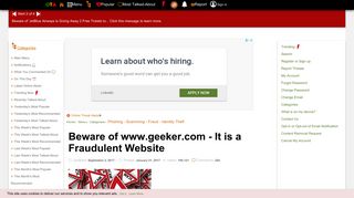 Beware of www.geeker.com - It is a Fraudulent Website
