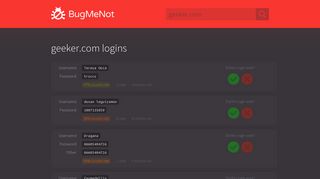 geeker.com passwords - BugMeNot