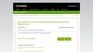 Can GeForce drivers be downloaded without GeForce Experience?