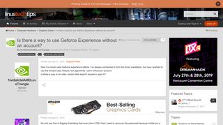 Is there a way to use Geforce Experience without an account ...