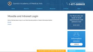 Moodle and Intranet Login for the Gurnick Academy of Medical Arts