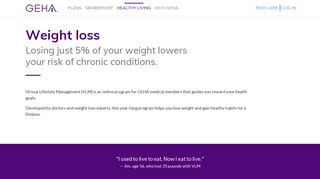 Online weight loss program for GEHA medical members