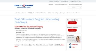 Underwriting Companies - Marine Insurance Program - BoatUS