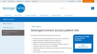 GeisingerConnect access patient info