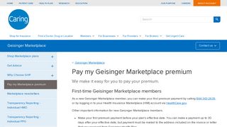 Pay my Geisinger Marketplace premium | Geisinger Health Plan