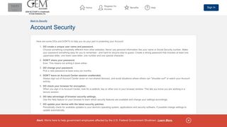 GEM ACCOUNT credit card - Account Security - Comenity