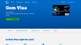 GEM Visa Card - Interest Free Credit Card | Latitude Financial