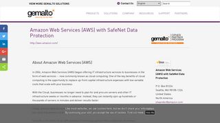 Amazon Web Services (AWS) with SafeNet Data Protection - Gemalto