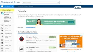 Gematix software updates and reviews: PC Speed Master, PC ...