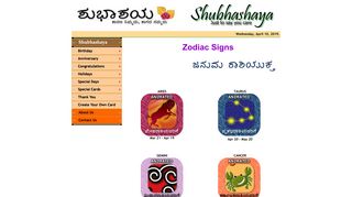 Kannada Greetings - For your Zodiac Sign