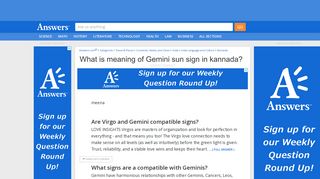 What is meaning of Gemini sun sign in kannada - Answers.com