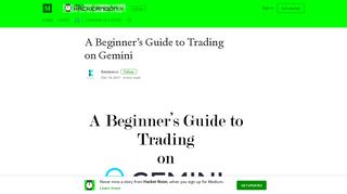 A Beginner's Guide to Trading on Gemini – Hacker Noon