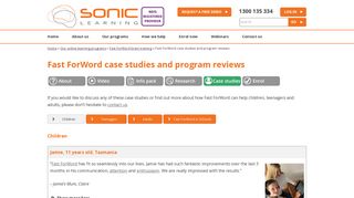 Case studies | Fast ForWord program reviews Sonic Learning