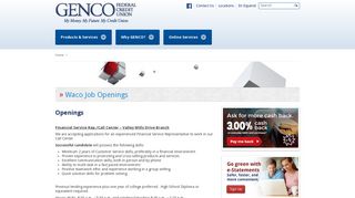 Waco Job Openings - GENCO Federal Credit Union
