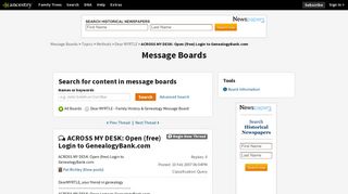 Login to GenealogyBank.com - Message Boards