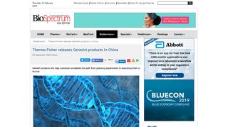 Thermo Fisher releases GeneArt products in China - BioSpectrum Asia