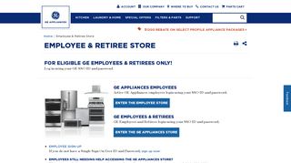 Employee & Retiree Store | GE Appliances