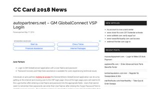 autopartners.net - GM GlobalConnect VSP Login |