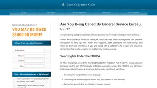 Are You Being Called By General Service Bureau, Inc.?*