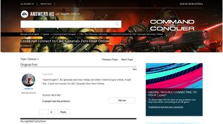 Solved: Could not connect to C&C Generals Zero Hour Online ...