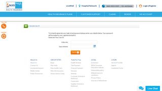 Generate user ID and pass word instantly online - Max Bupa