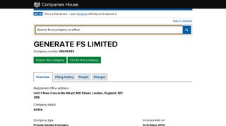 GENERATE FS LIMITED - Overview (free company information from ...