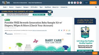 Possible FREE Seventh Generation Baby Sample Kit w/ Diapers ...