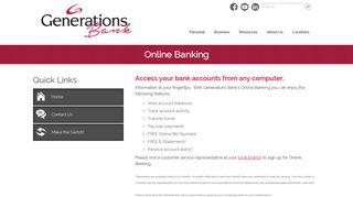 Personal Online Banking - Generations Bank (formerly First Bank)