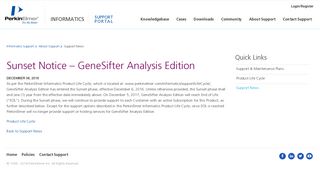 Sunset Notice – GeneSifter Analysis Edition - PerkinElmer