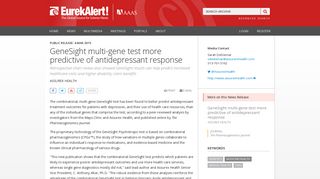 GeneSight multi-gene test more predictive of antidepressant response ...