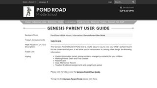 Genesis Parent User Guide - Pond Road Middle School