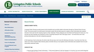 General Information / Parent Portals - Livingston Public Schools