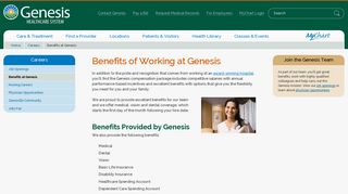Benefits at Genesis - Genesis HealthCare System - Zanesville, Ohio