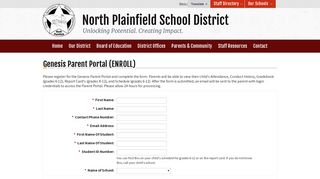 Genesis Parent Portal (ENROLL) - North Plainfield Boro School District